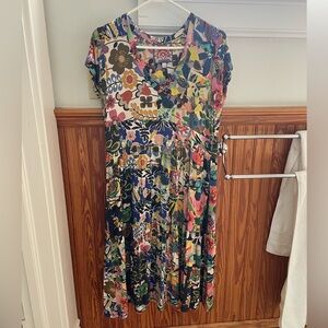 Johnny Was Multicolor Floral Midi Dress